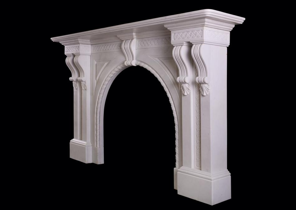 A period Victorian fireplace in Italian Statuary marble