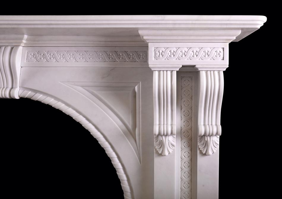 A period Victorian fireplace in Italian Statuary marble