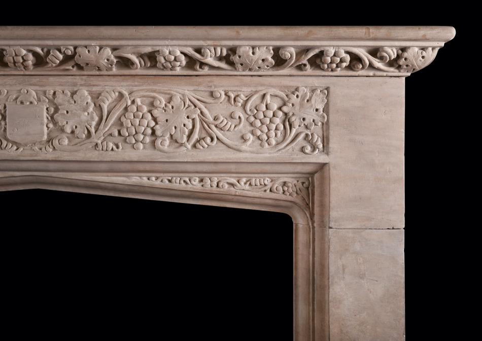 An English stone fireplace in the Gothic manner