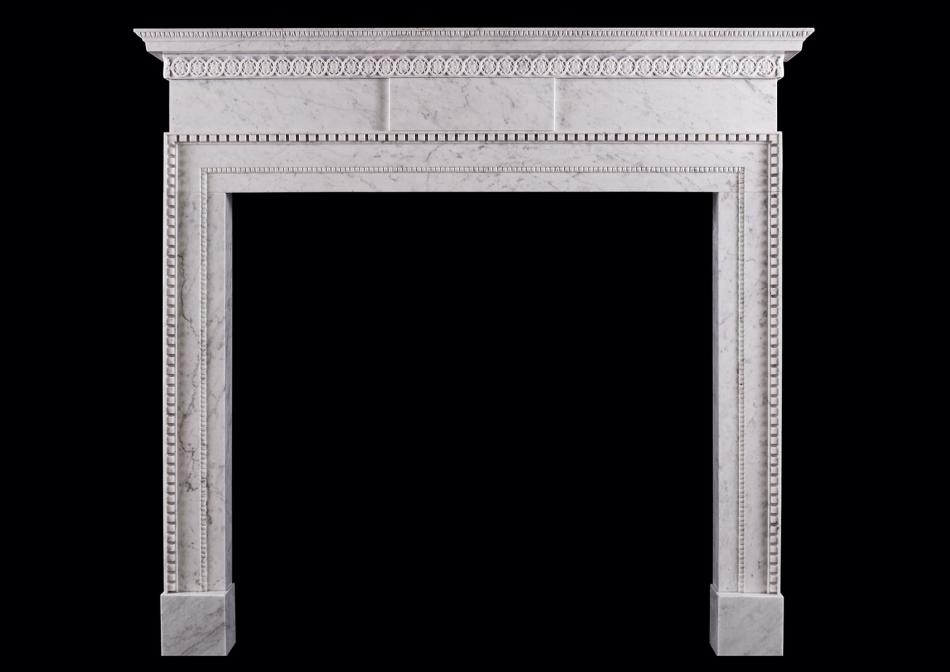 A late Georgian marble fireplace in Carrara marble