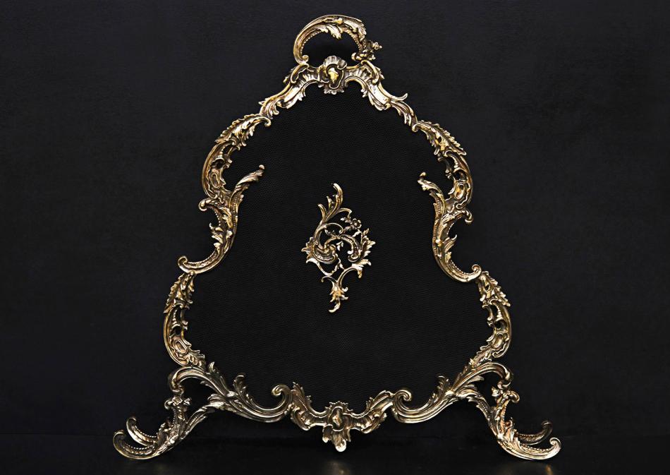 A French Rococo brass firescreen