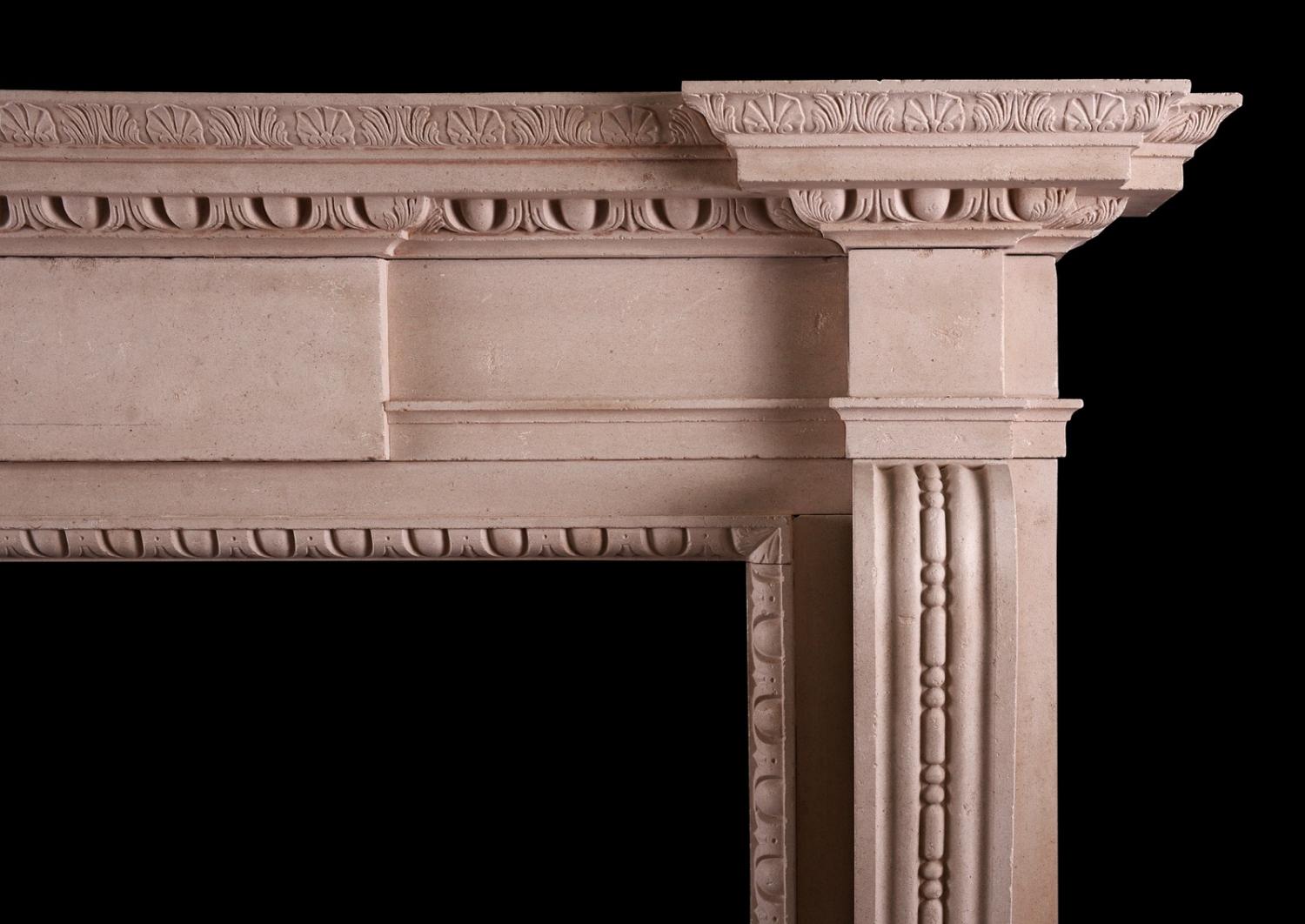 An English stone fireplace in the Georgian manner