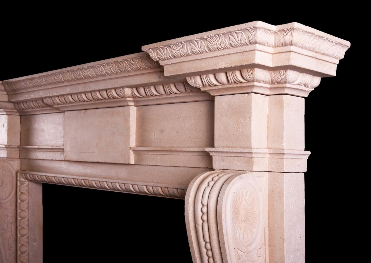 An English stone fireplace in the Georgian manner