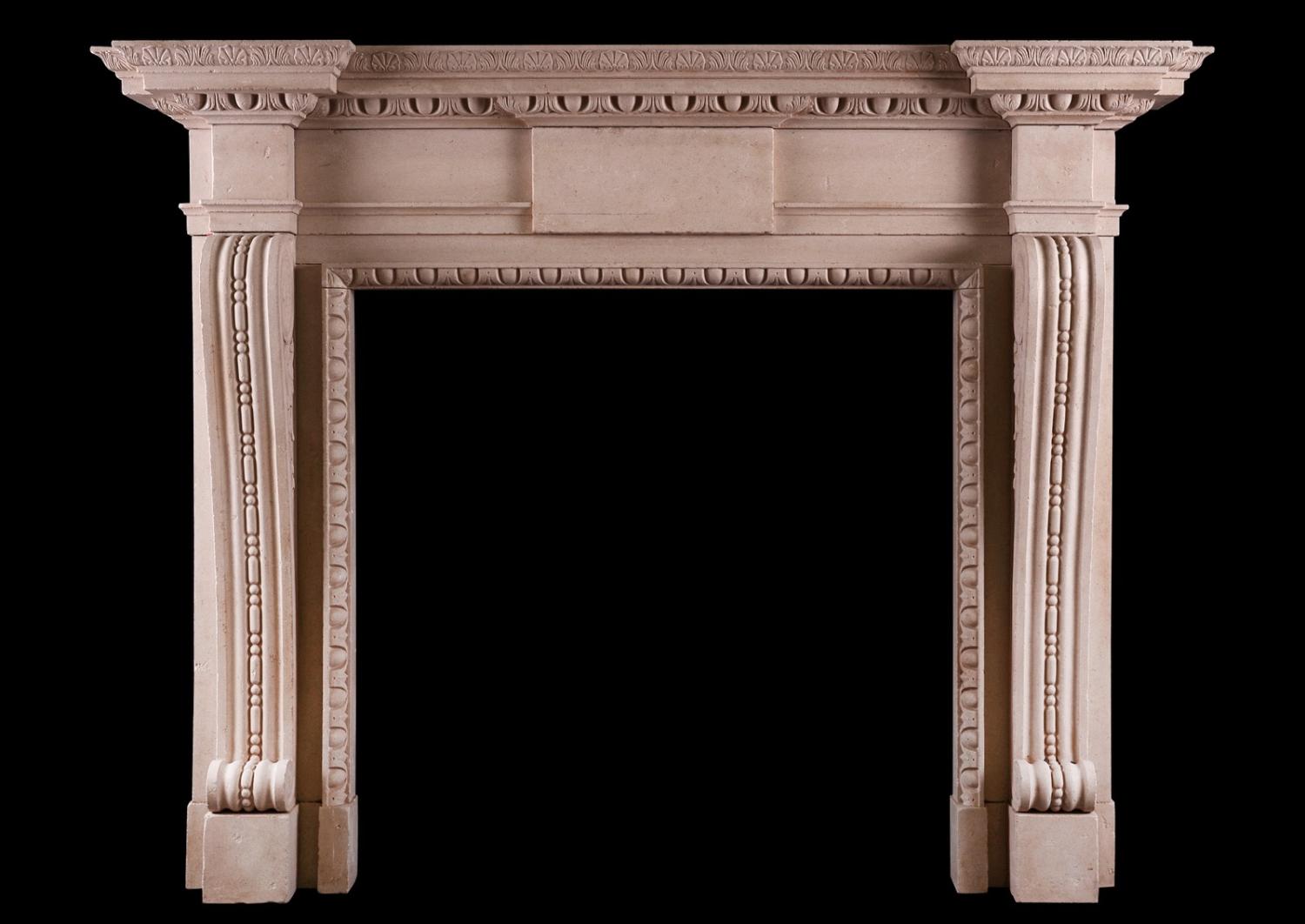 An English stone fireplace in the Georgian manner