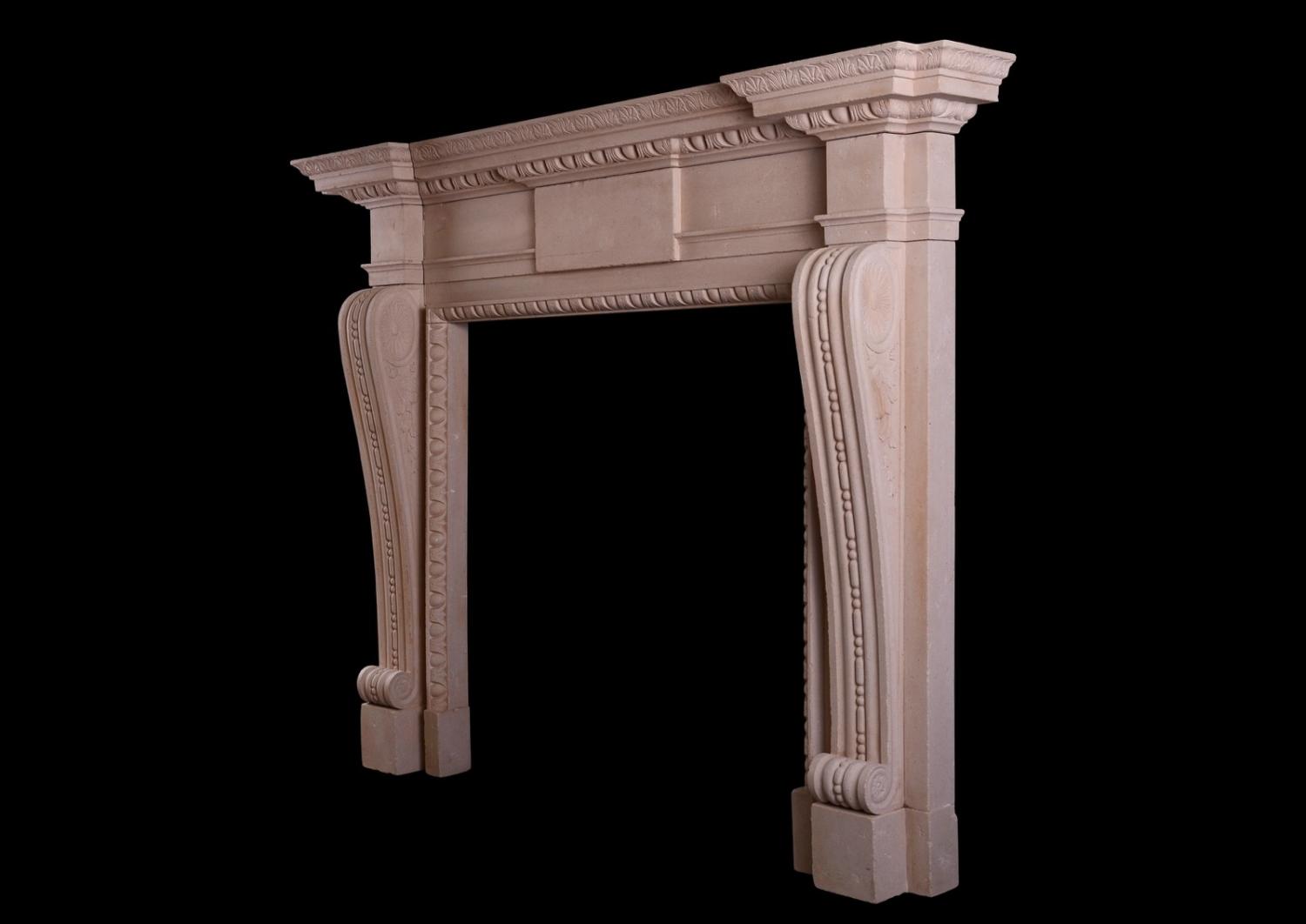 An English stone fireplace in the Georgian manner