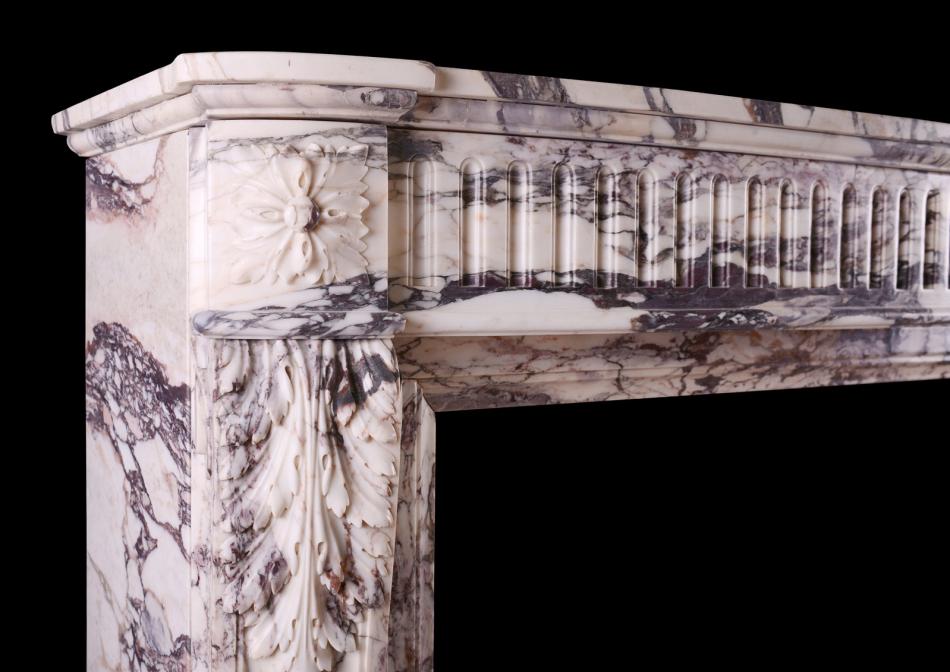 A fine quality Louis XVI fireplace in Breche Violette marble