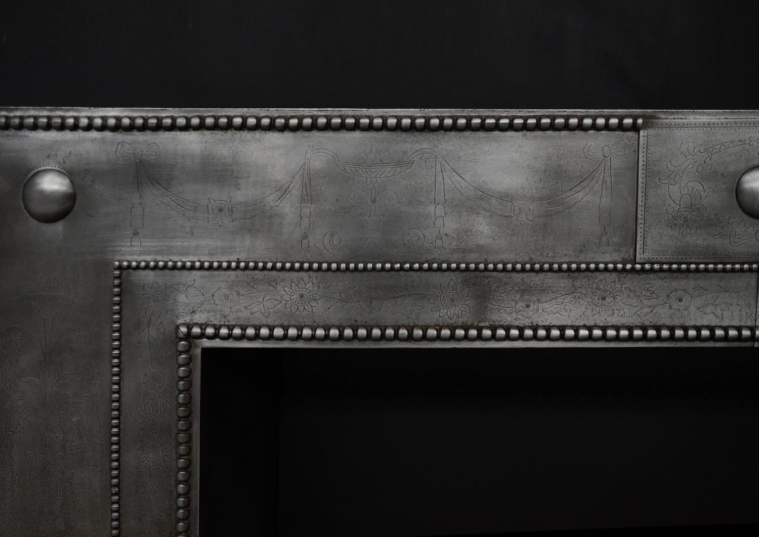 A period Georgian register grate in the manner of Robert Adam