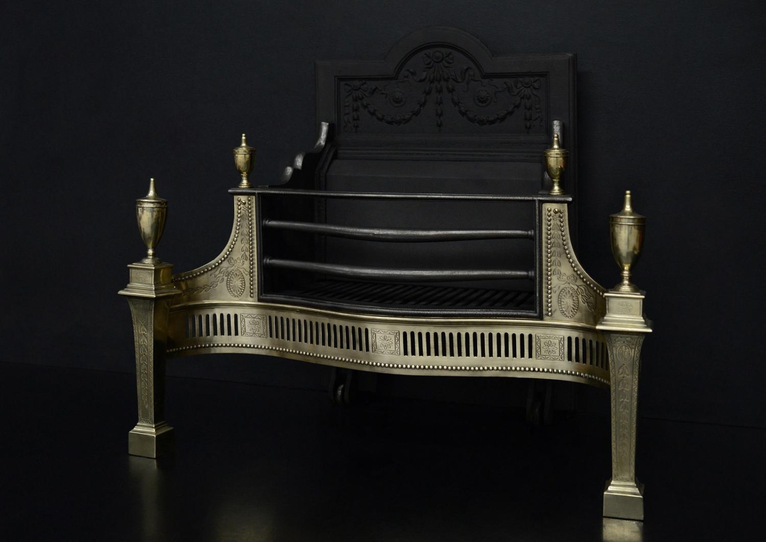 A brass and steel firegrate in the Georgian manner