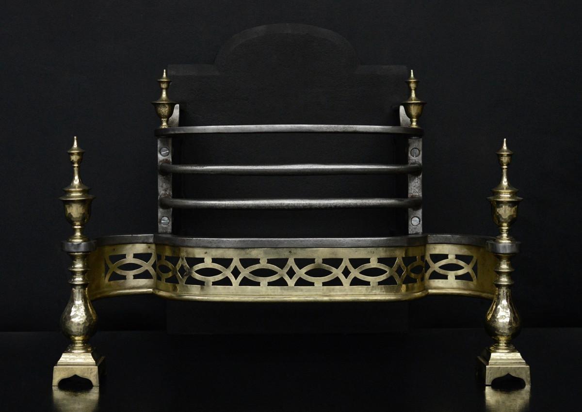 An English brass and steel firegrate