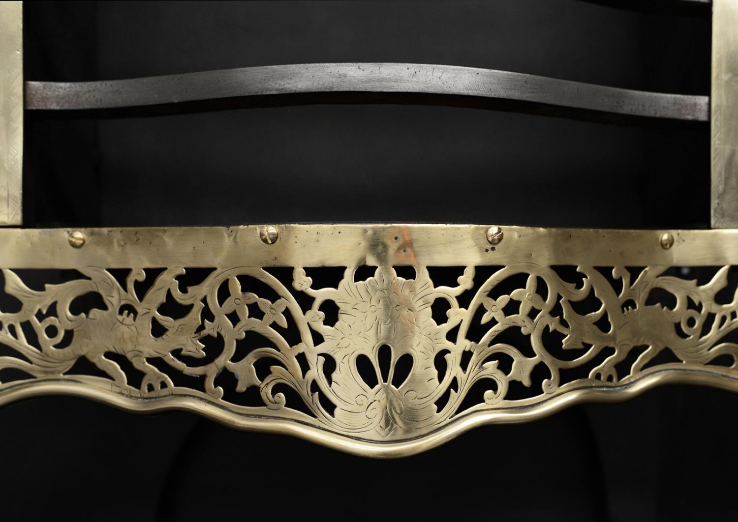 A very fine brass and steel fire basket