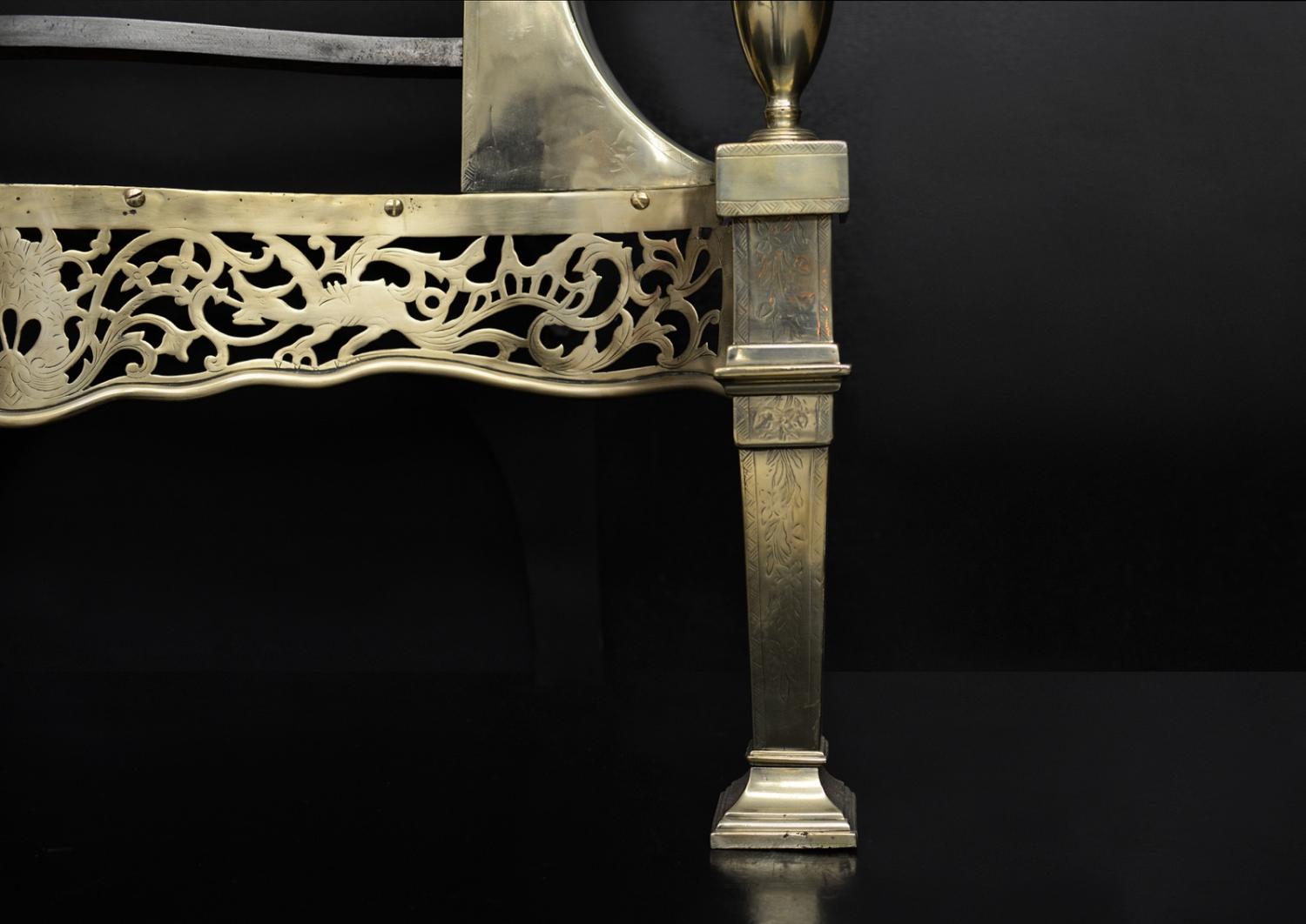 A very fine brass and steel fire basket