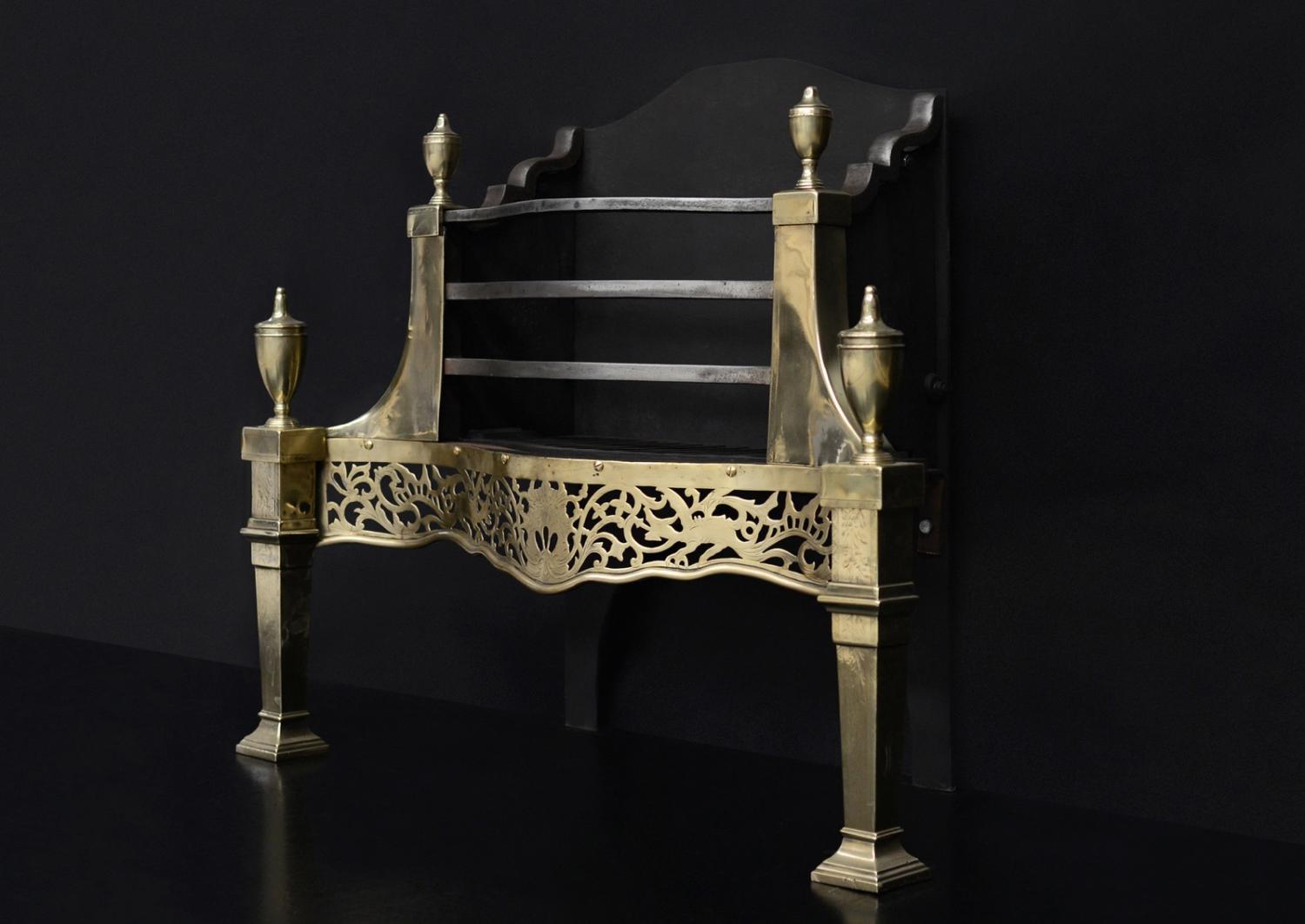 A very fine brass and steel fire basket