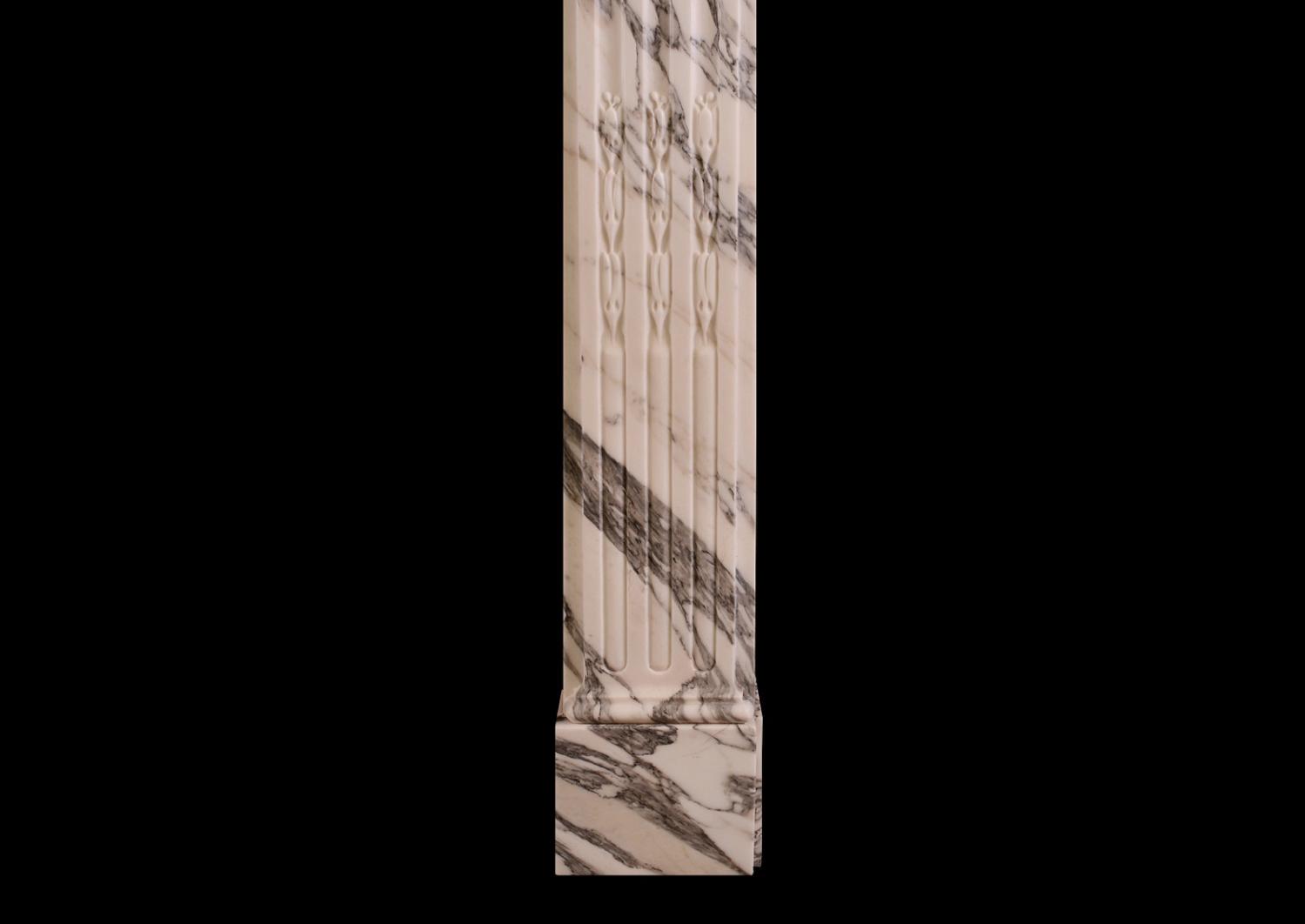 An Italian Arabescato French Louis XVI marble fireplace