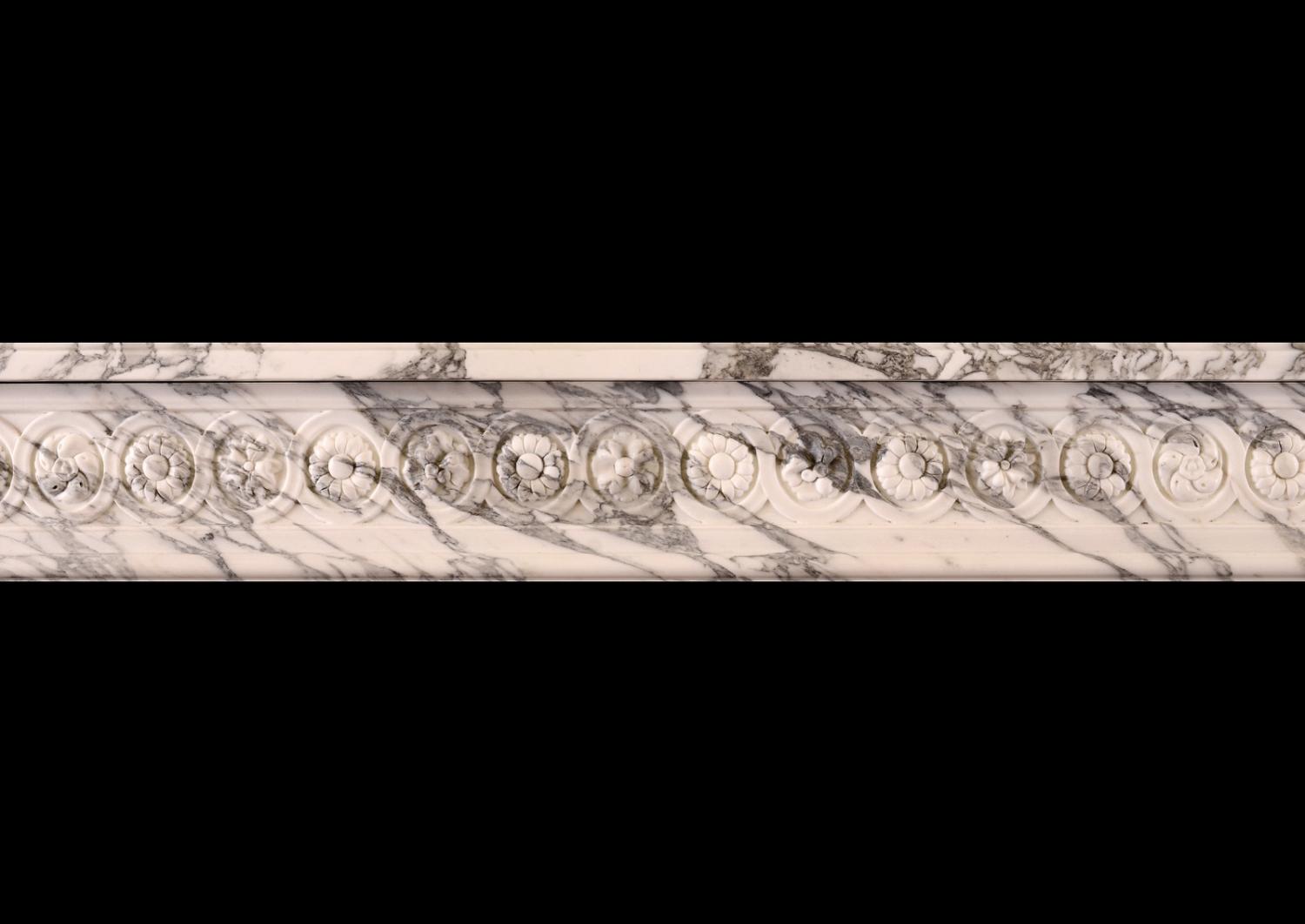 An Italian Arabescato French Louis XVI marble fireplace