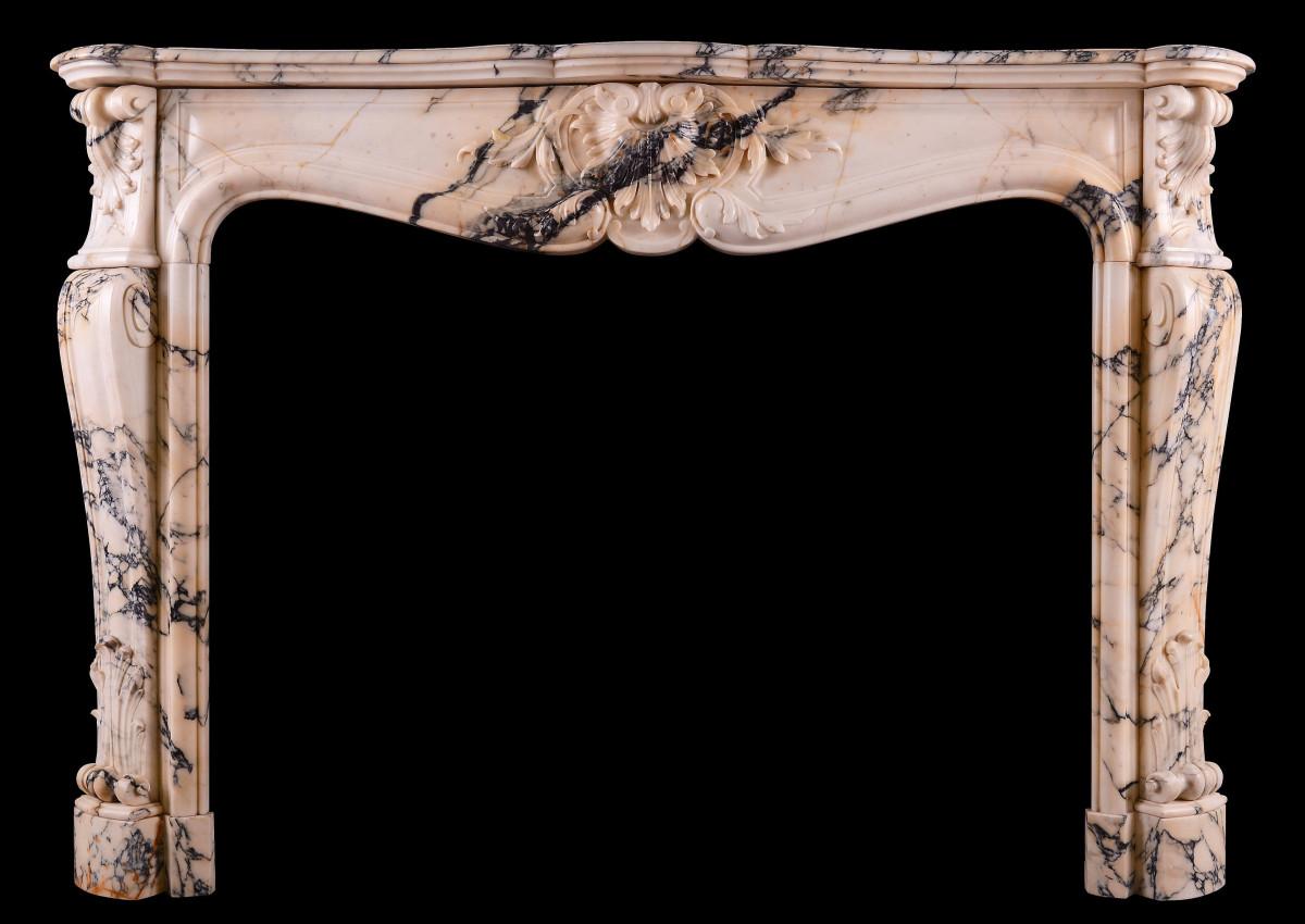 A fine quality Louis XV Paonazzo marble fireplace