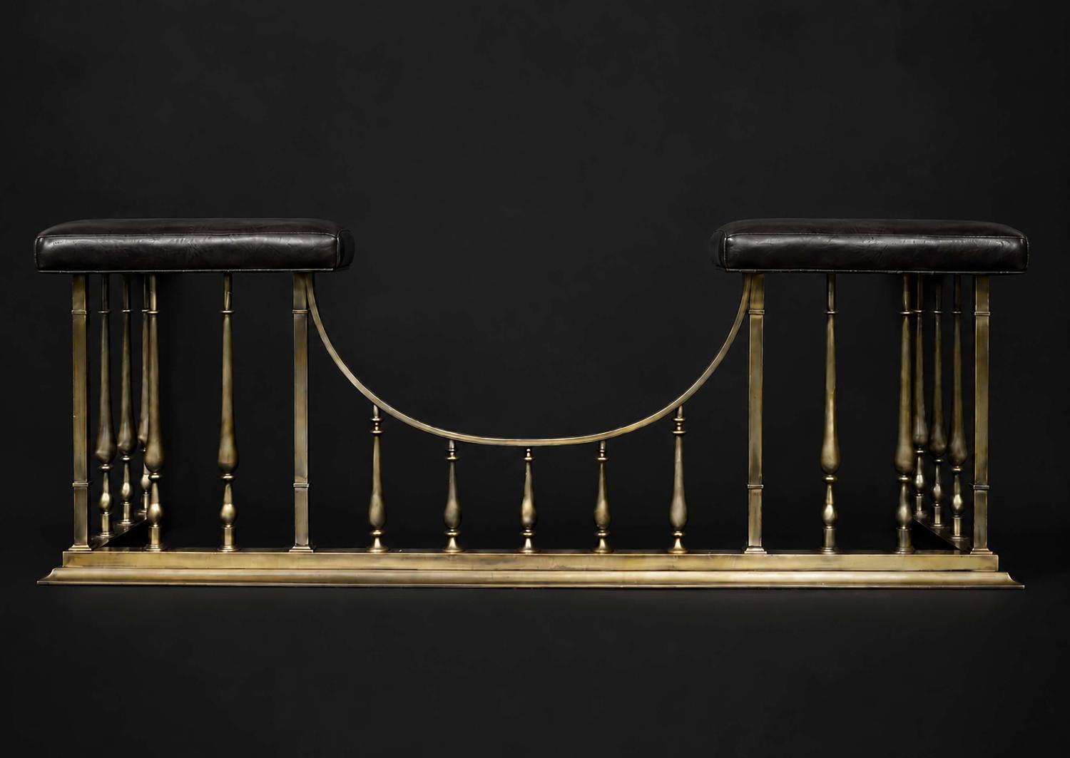 A fine quality club fender in antiqued brass finish