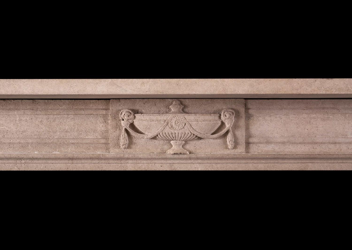 A fine quality English stone fireplace in the Regency manner