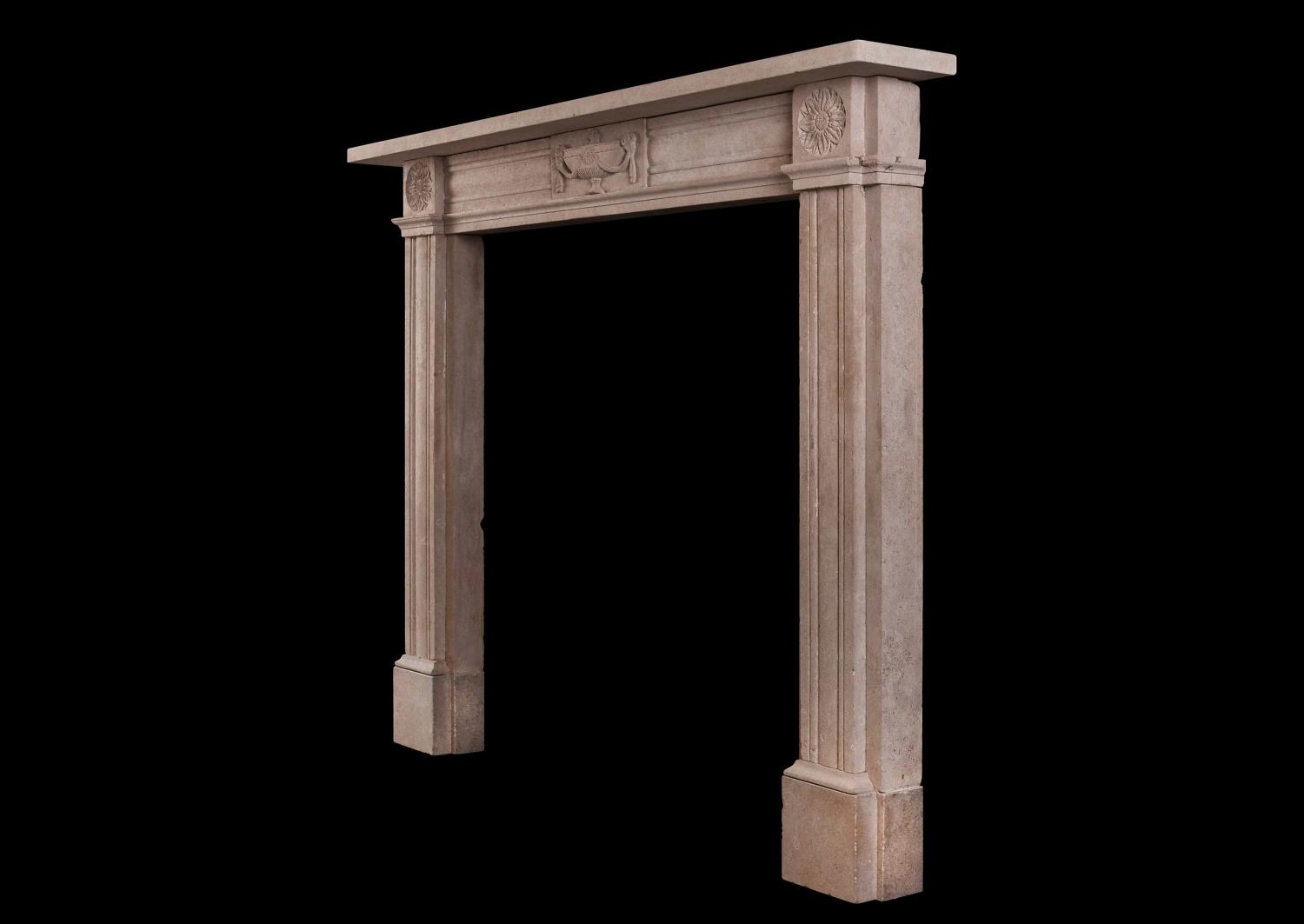 A fine quality English stone fireplace in the Regency manner