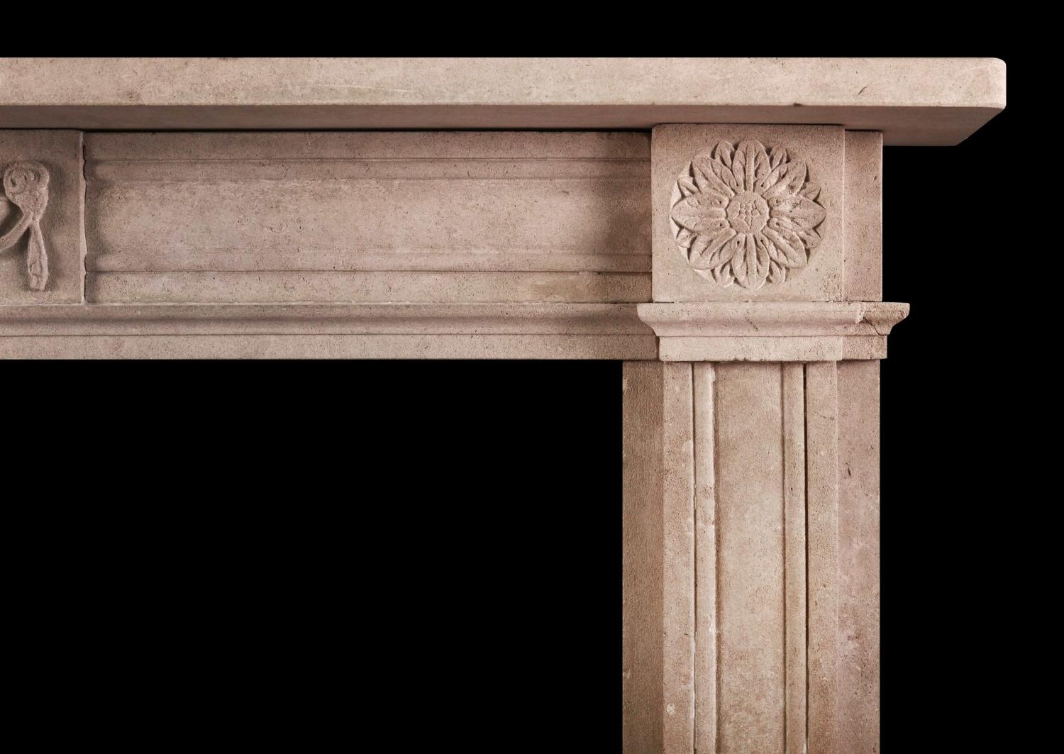 A fine quality English stone fireplace in the Regency manner