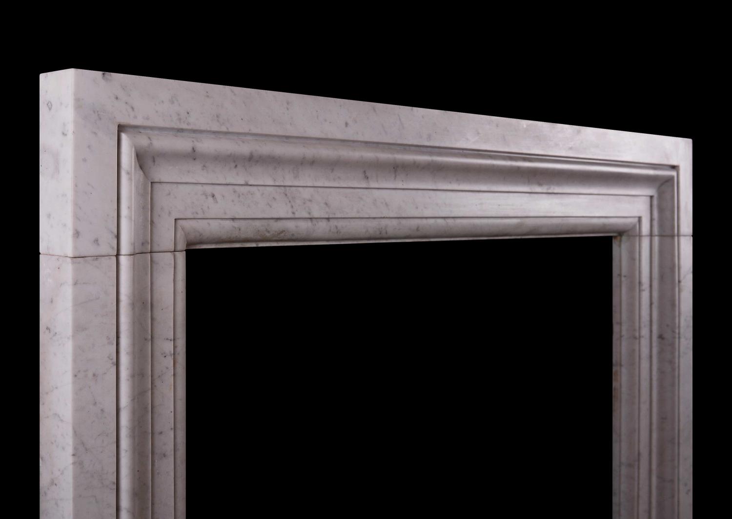 An architectural fireplace in Italian Carrara marble