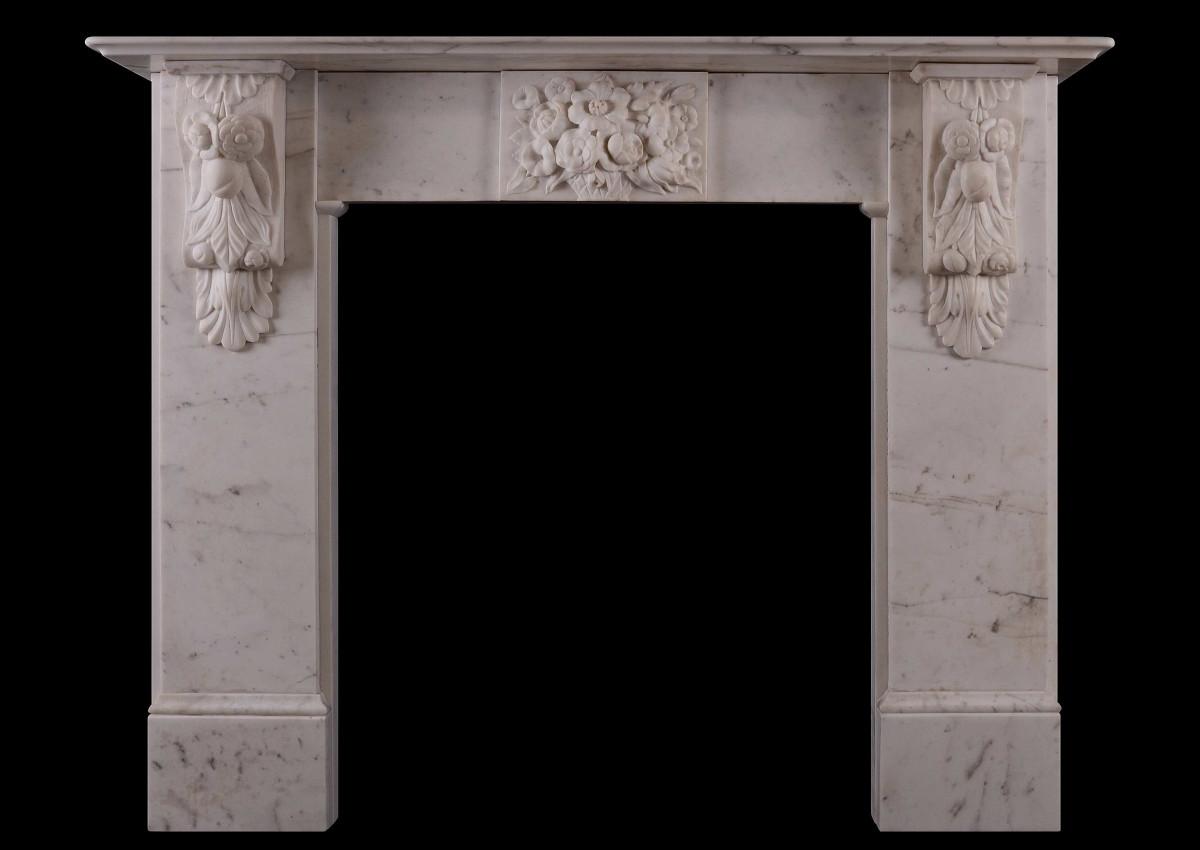 A finely carved period Victorian white marble fireplace