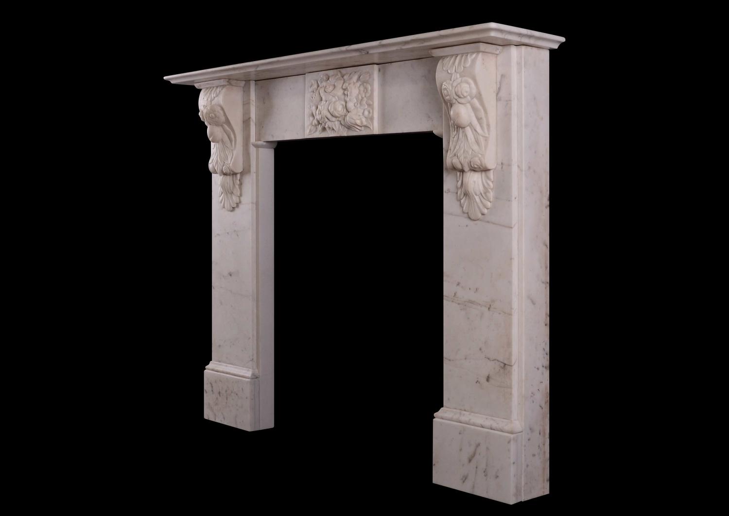 A finely carved period Victorian white marble fireplace