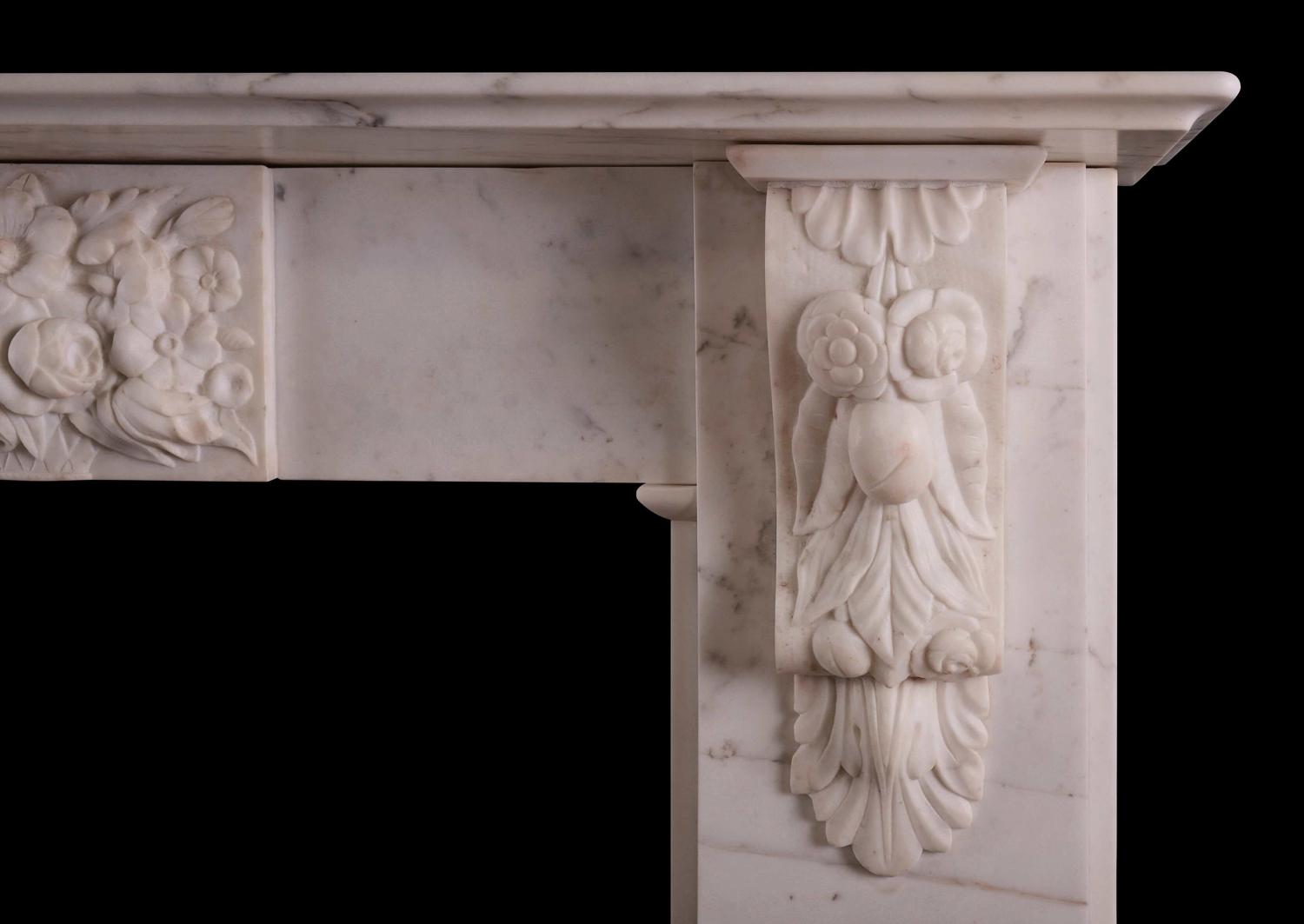 A finely carved period Victorian white marble fireplace