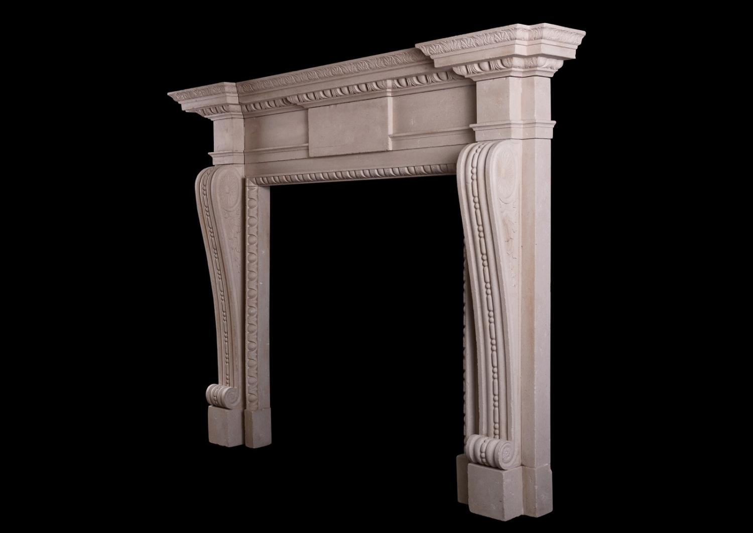 An English stone fireplace in the Georgian manner