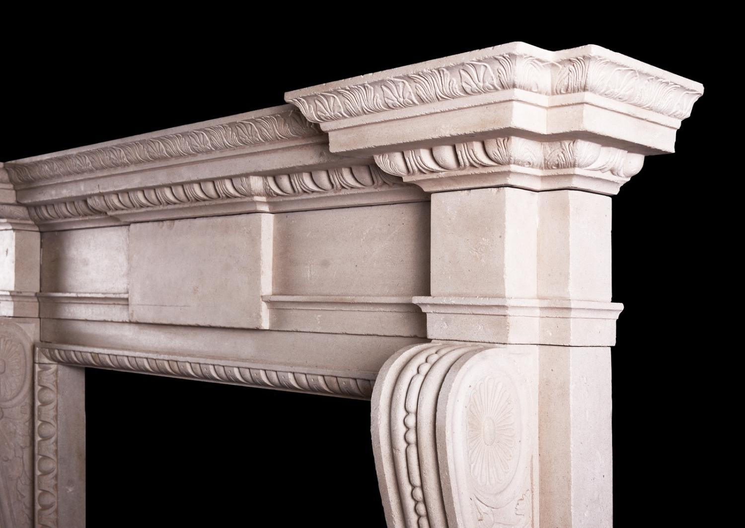 An English stone fireplace in the Georgian manner
