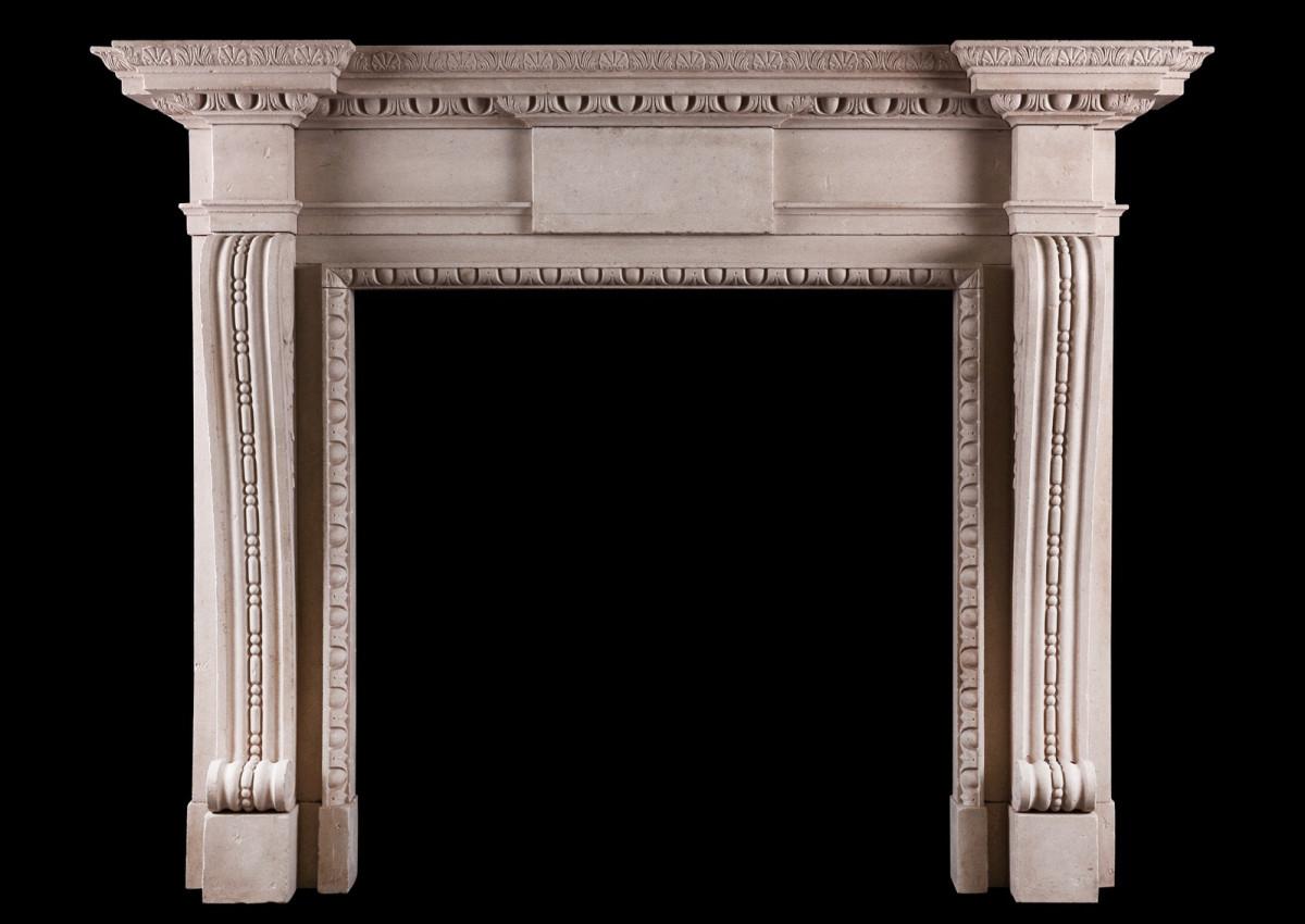 An English stone fireplace in the Georgian manner