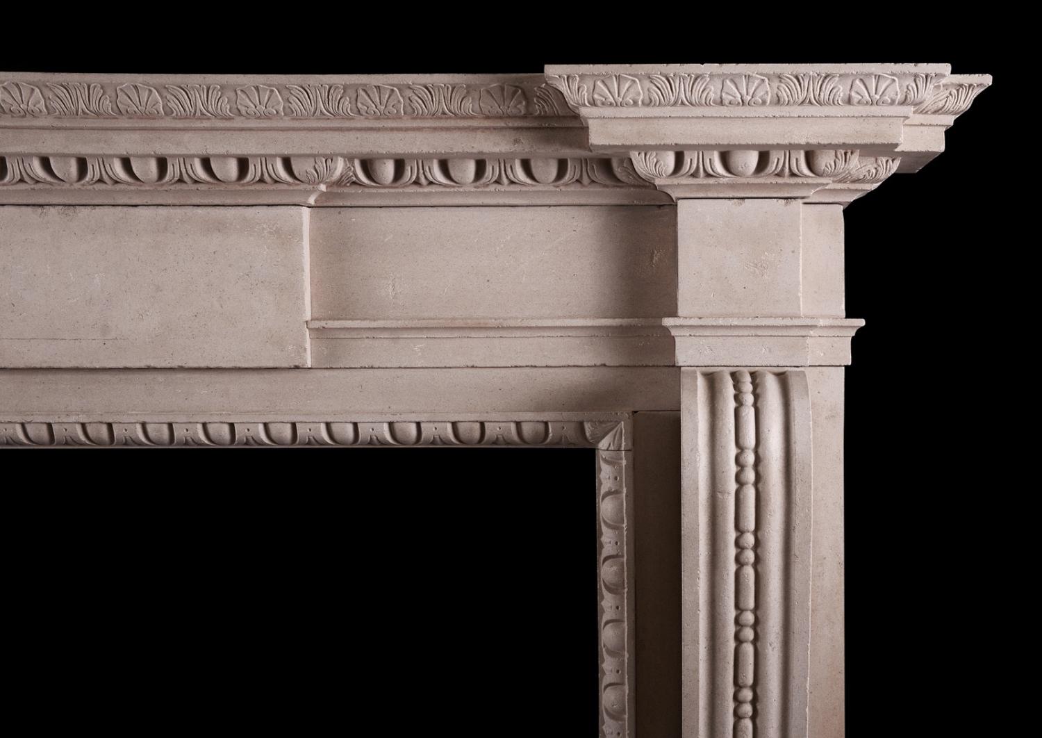 An English stone fireplace in the Georgian manner